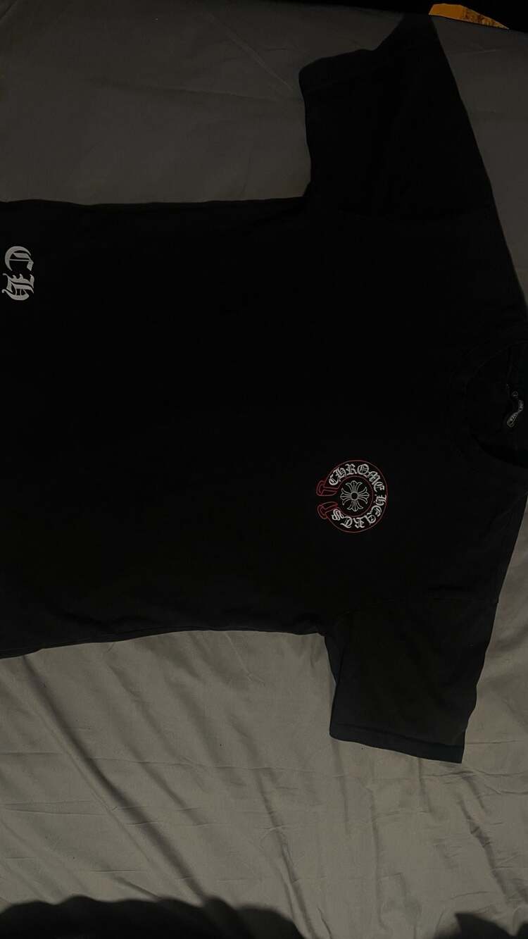 Chrome Hearts Big Horseshoe Embroidered Cross Black T-Shirt